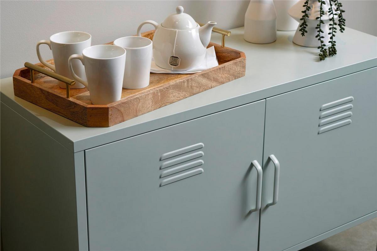 Highboard Mission District Hellgrün B: 100 cm - Hellgrün, Design, Metall (100/64/40cm) - MID.YOU