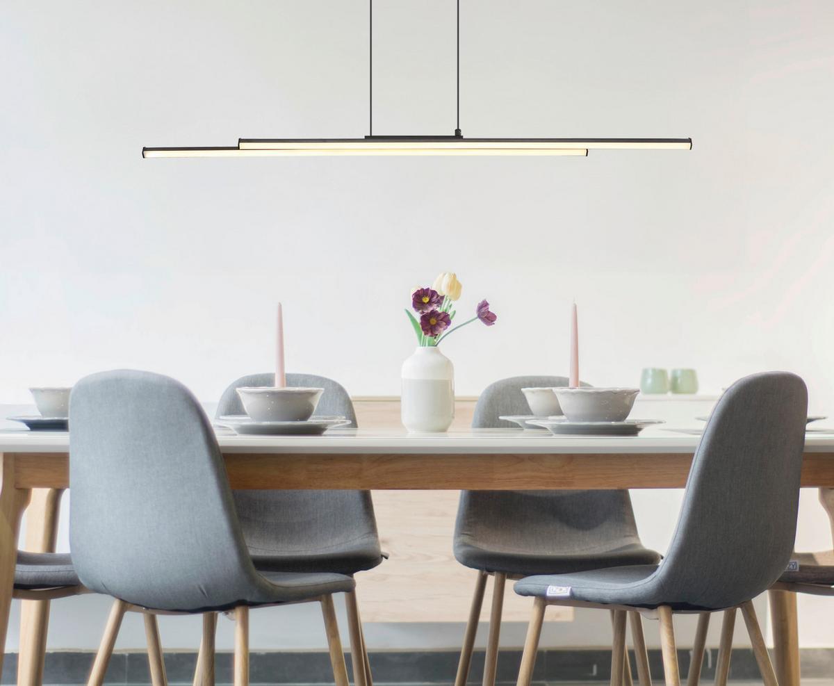 LED-HÄNGELEUCHTE 67342-24H KIRINA - Schwarz/Weiß, Design, Kunststoff/Metall (110/6/120cm) - Globo