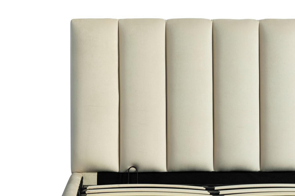 Polsterbett Damast Beige B: 195 Cm - Beige/Schwarz, Design, Holzwerkstoff/Textil (195/110/223cm) - Livetastic