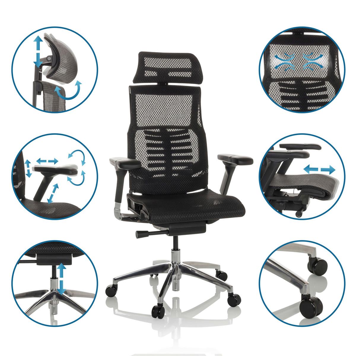 Drehstuhl Dynafit Ii - Silberfarben/Schwarz, Basics, Kunststoff/Textil (67/119-135/60cm) - MID.YOU