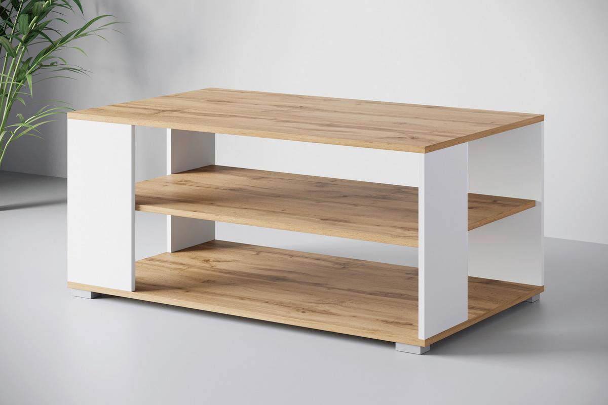 Couchtisch Narobi-I Eiche Wotan/Weiß B: 100 cm - Eiche Wotan/Weiß, Trend, Holzwerkstoff/Kunststoff (100/45/60cm) - Livetastic