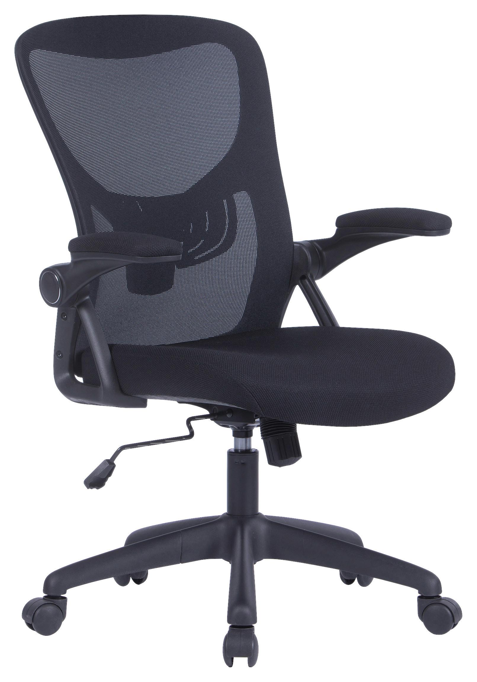Bürostuhl Flex mit Armstützen Schwarz bis 110 kg - Schwarz, KONVENTIONELL, Kunststoff/Textil (62/95 - 103/58,5cm) - MID.YOU