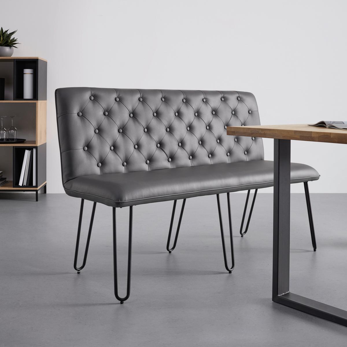 Lavice IVIE - šedá/černá, Moderní, kov/dřevo (140/92/62cm) - Bessagi Home