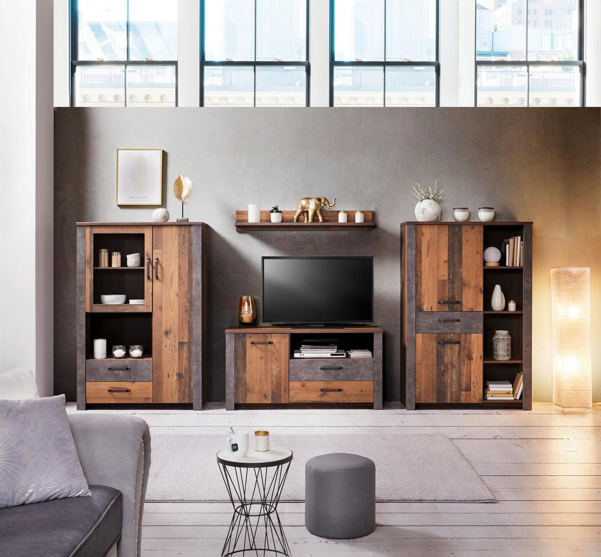 Wohnkombination 4-Tlg. Ontario Old Style/Betonoptik - Trend (341/159/41,5cm) - Ondega