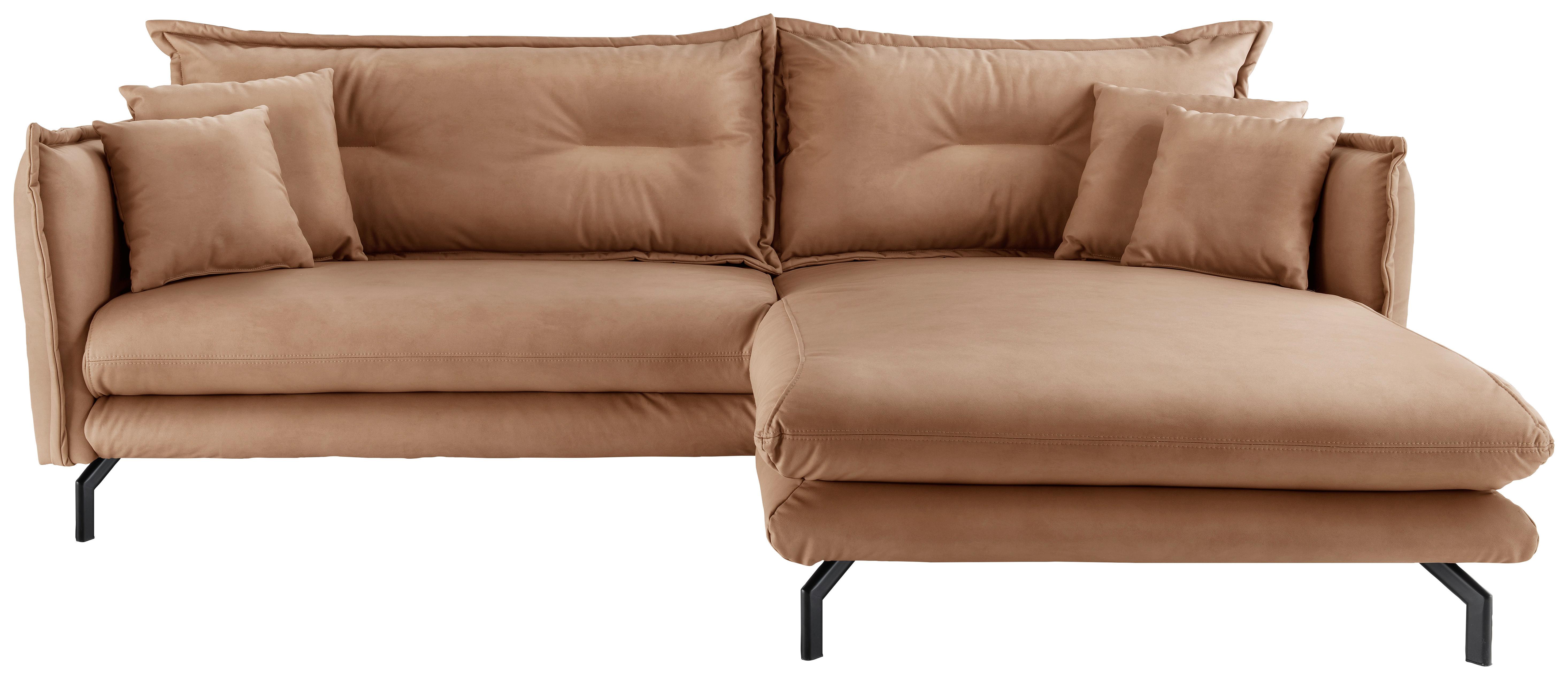 Ecksofa Lava Taupe S: 255x180cm - Taupe/Schwarz, MODERN, Textil (255/180cm) - Livetastic