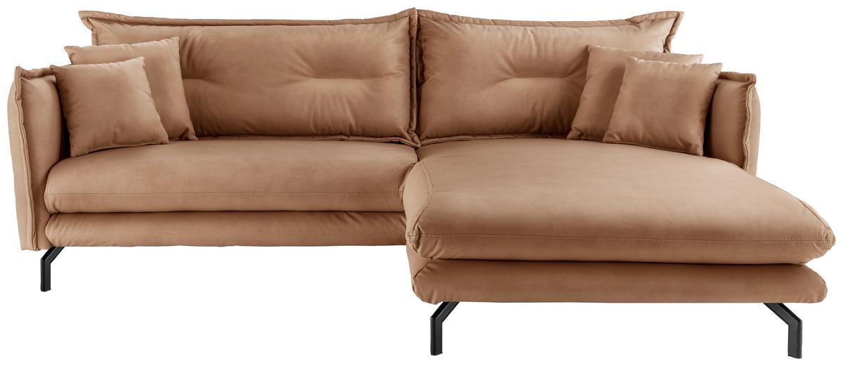 Ecksofa Lava Taupe S: 255x180cm - Taupe/Schwarz, MODERN, Textil (255/180cm) - Livetastic