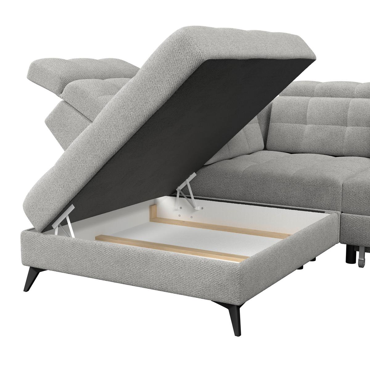 Ecksofa Barletta New Velours Hellgrau, 228x289cm - Hellgrau/Schwarz, ROMANTIK / LANDHAUS, Textil (228/289cm) - Luca Bessoni