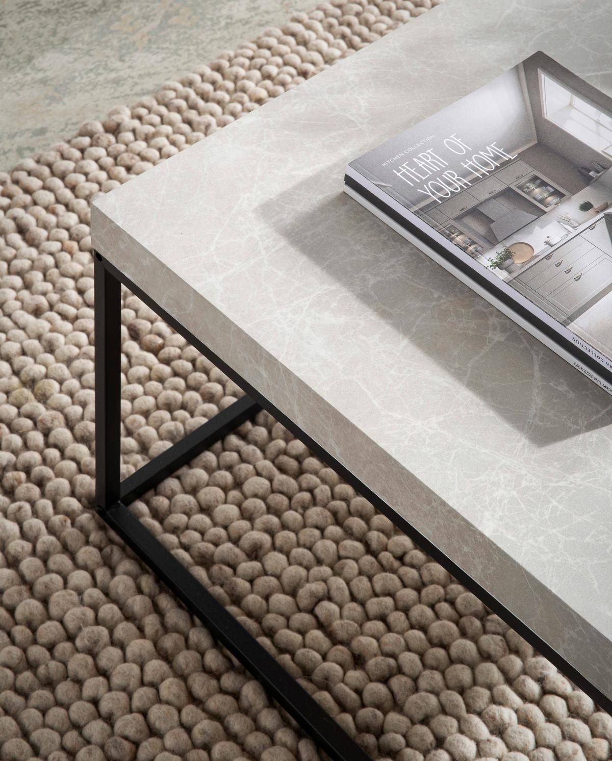 Couchtisch Sandfarben L: 60 Cm - Sandfarben/Schwarz, Design, Holzwerkstoff/Metall (60/60/38cm) - Livetastic