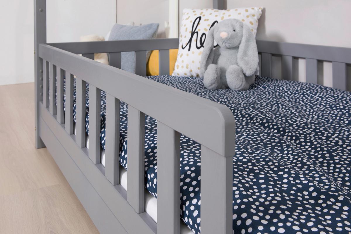 Hausbett Lou B: 90 cm Hellgrau Lou - Hellgrau/Weiß, MODERN, Holz/Textil (90/200cm) - MID.YOU