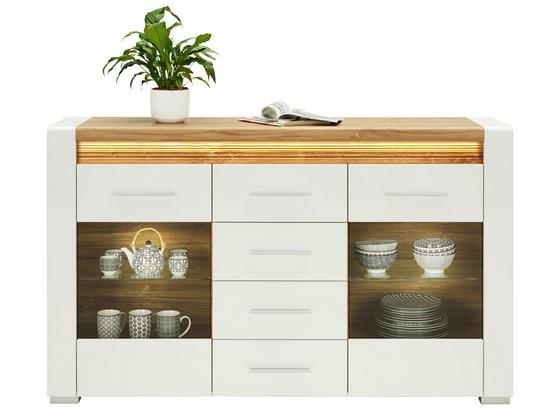 Komoda Sideboard Leonardo - farby dubu/biela, Moderný, kompozitné drevo/sklo (160/96/40cm) - Modern Living Komoda Sideboard Leonardo - farby dubu/biela, Moderný, kompozitné drevo/sklo (160/96/40cm) - Modern Living