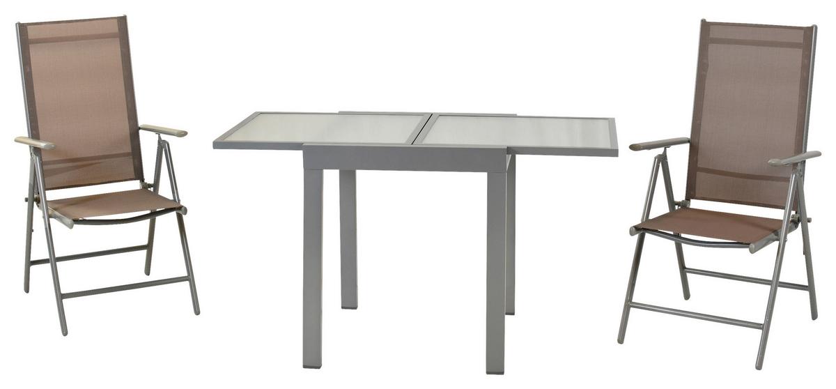 Gartenset Amalfi - Taupe/Silberfarben, MODERN, Textil/Metall - Gardenson