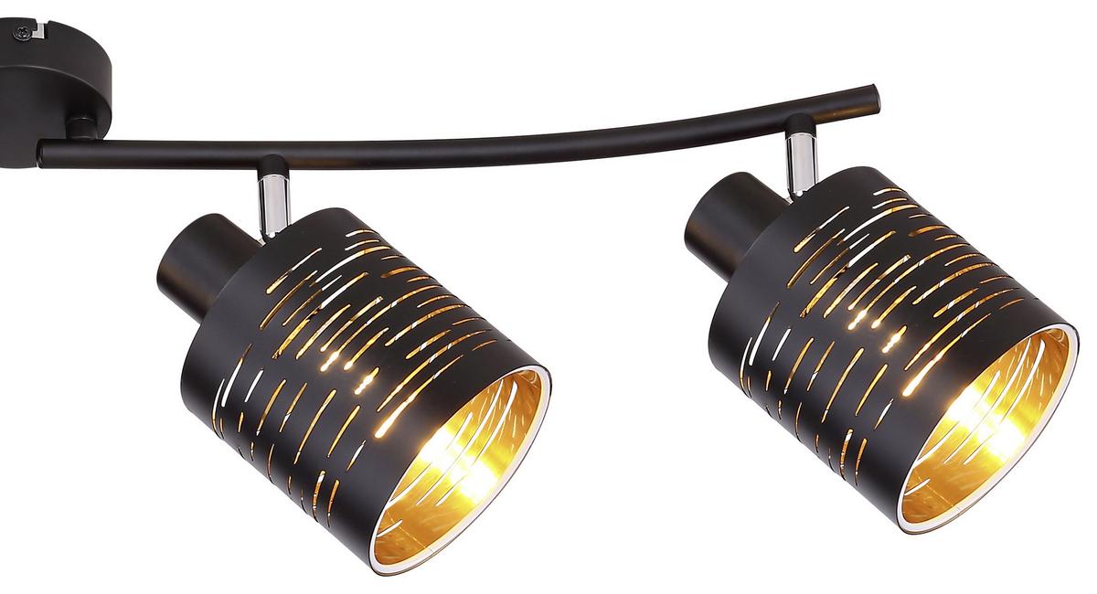 Strahler Tunno 4-flammig Verstellbar L: 72 Cm - Goldfarben/Schwarz, Design, Kunststoff/Metall (72/10/16cm) - Globo
