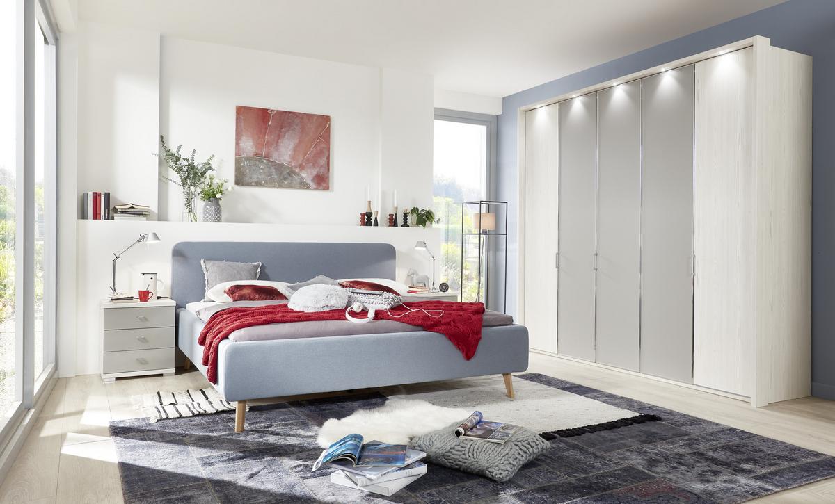 Polsterbett 140x200 Cm Mattis Hellblau - Eichefarben/Hellblau, Design, Textil (140/200cm) - Livetastic