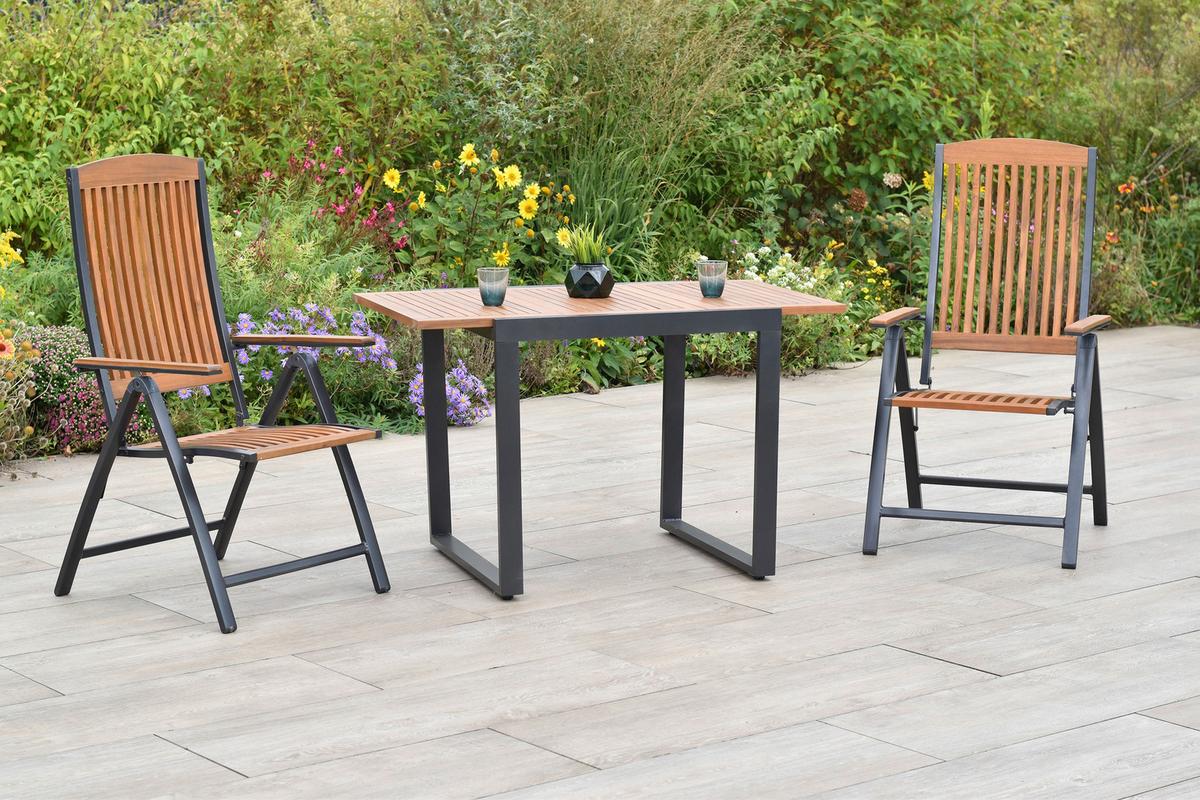 Gartenset Athos - Graphitfarben/Naturfarben, MODERN, Holz/Metall - Gardenson