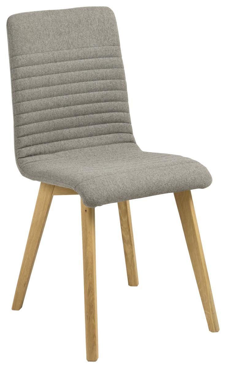 Esszimmerstuhl Arosa Webstoff Hellgrau Gepolstert - Eichefarben/Hellgrau, Design, Holz/Textil (42/90/43cm) - Carryhome