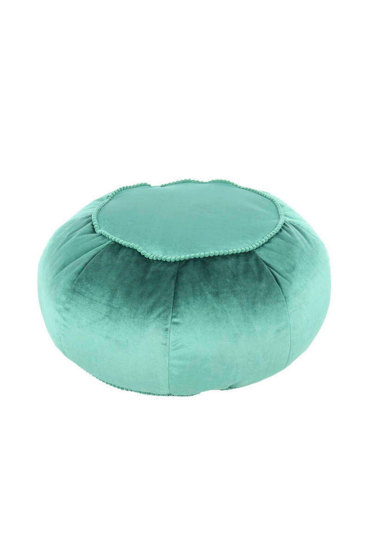 Pouf Taj Mahal DxH:: 65x35 cm Samt Grün mit Reißverschluss - Grün, MODERN, Textil (65/35/65cm) - Kayoom