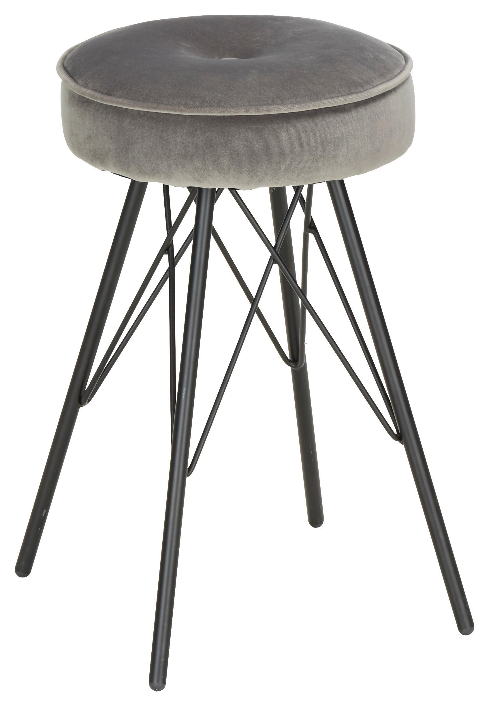 TABURET ACCRE - šedá/černá, Lifestyle, kov/textil (30/53/30cm) - Mömax