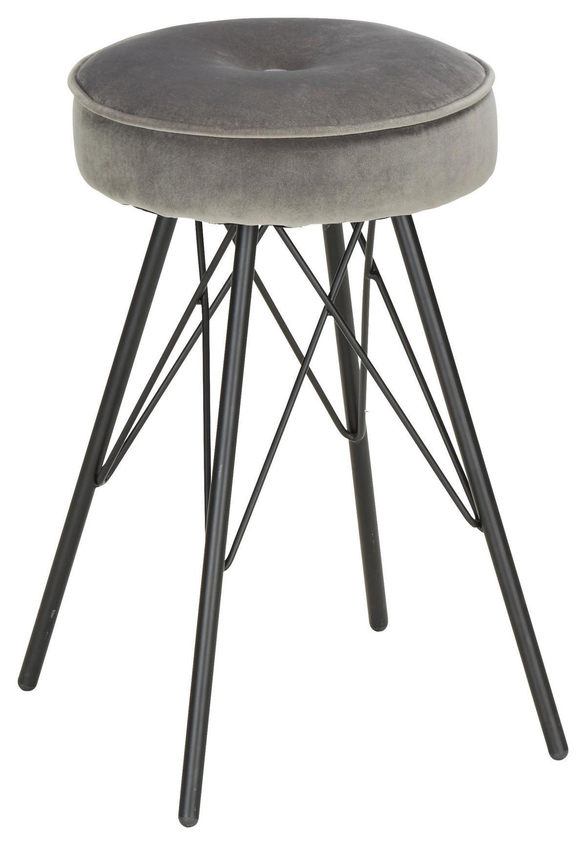 TABURET ACCRE - šedá/černá, Lifestyle, kov/textil (30/53/30cm) - Mömax