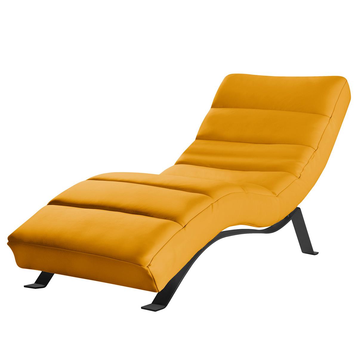 Relaxliege Swing Black Currygelb B: 65 cm - Currygelb/Schwarz, Design, Leder (65/65-95/171cm) - Livetastic