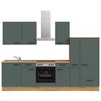 Küchenleerblock Easytouch Low-Line, L7 Rechts - Dunkelgrün/Eichefarben, MODERN, Holzwerkstoff (300cm) - Nobilia