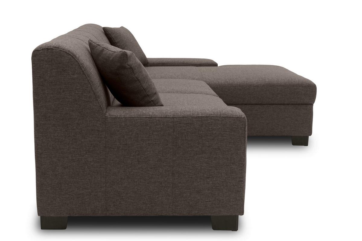 Ecksofa Mit Schlaffunktion Norma Grau Webstoff - Wengefarben/Grau, Design, Textil (268/153cm) - MID.YOU