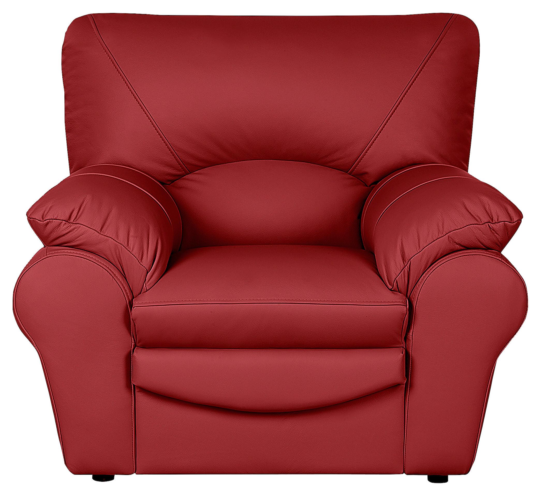 Sessel Oslo Rot B: 105 cm - Rot/Schwarz, Design, Leder (105/92/85cm) - Livetastic