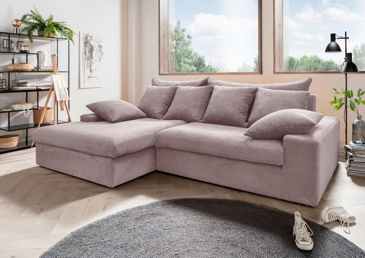 Ecksofa Avellino Rosa S: 200/278 Cm - Schwarz/Rosa, MODERN, Textil (200/278cm) - Livetastic