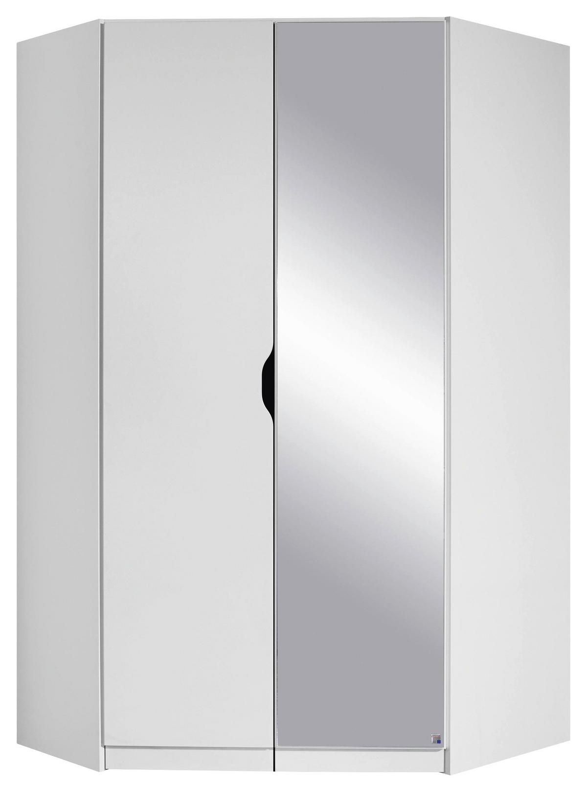 Eckschrank Mit Spiegel 117 cm Freising Weiß - Klar/Weiß, MODERN, Holzwerkstoff (117/197/104cm) - Rauch Möbel