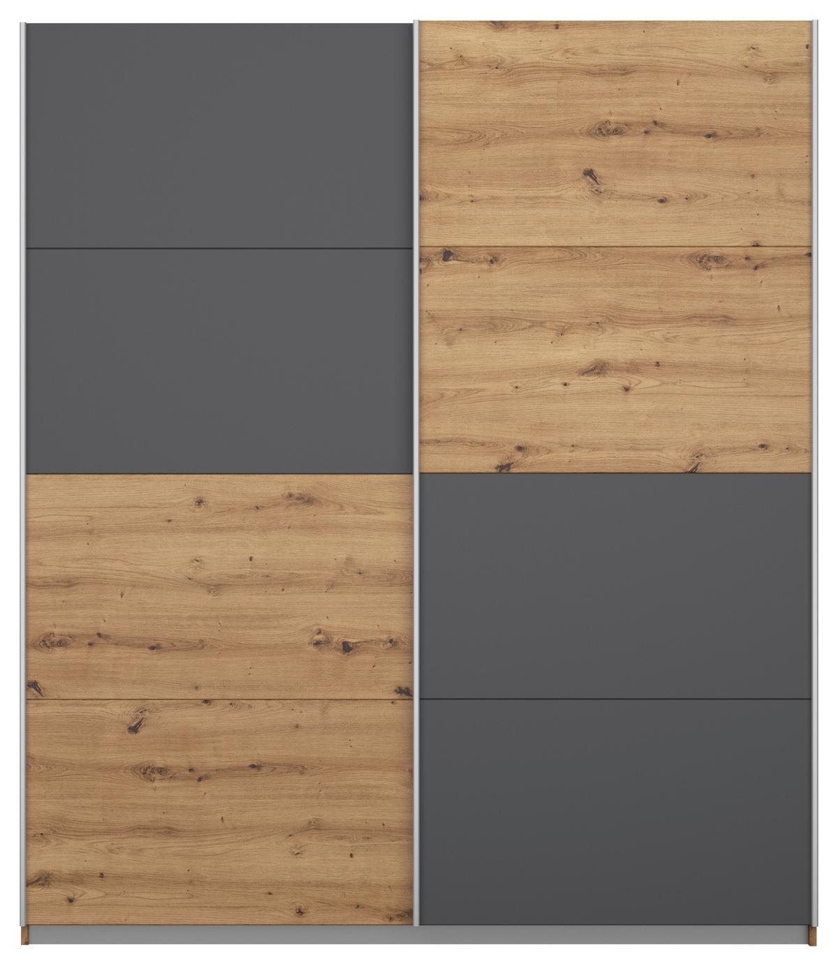 Schwebetürenschrank Subito - Graphitfarben/Eiche Artisan, MODERN, Holzwerkstoff (181/197/61cm) - Rauch Möbel