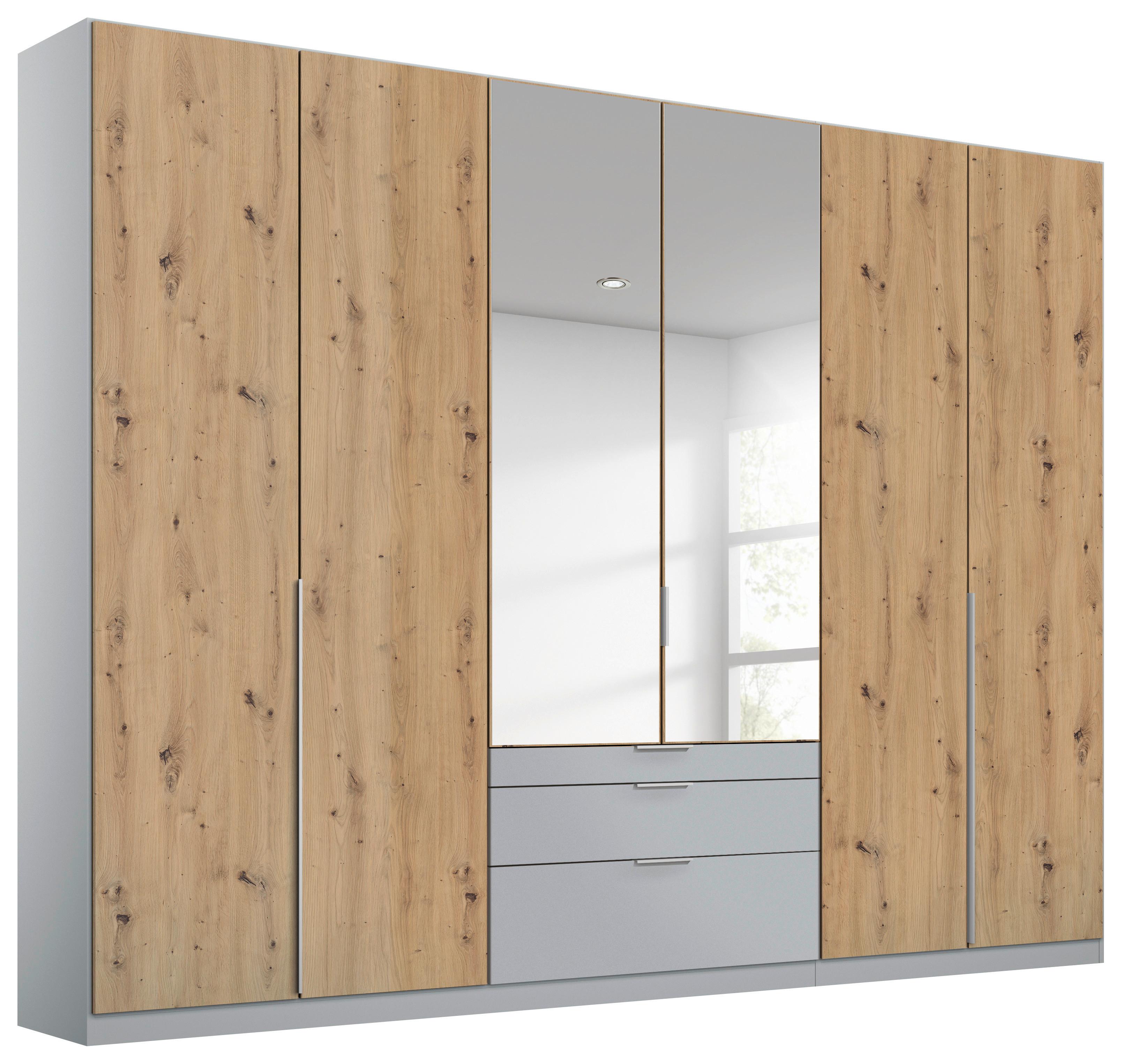 Drehtürenschrank Mit Spiegel 271 Cm Alabama Extra Hellgrau - Silberfarben/Hellgrau, MODERN, Holzwerkstoff (271/229/54cm)