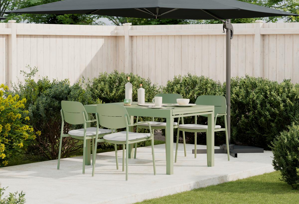 ZAHRADNÍ STŮL VERDE - šalvějově zelená, Moderní, kov (270/76/90cm) - Modern Living