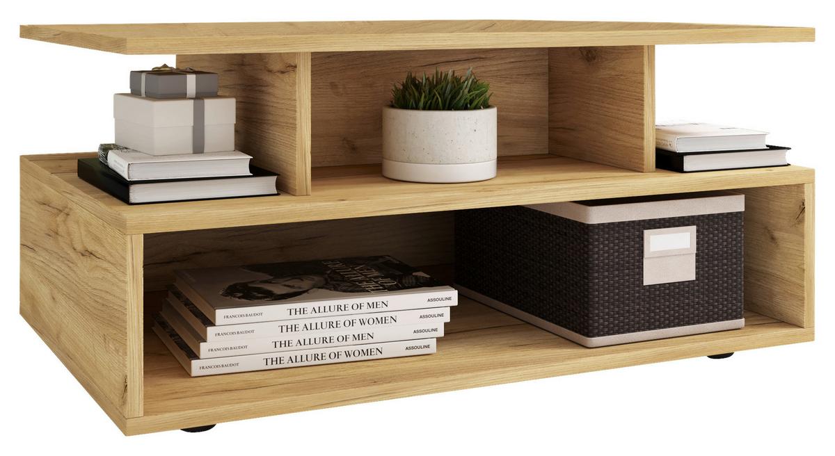 Konferenční stolek ESILA medový dub - černá/medový dub, Moderní, kompozitní dřevo/plast (80/50/40cm) - MID.YOU