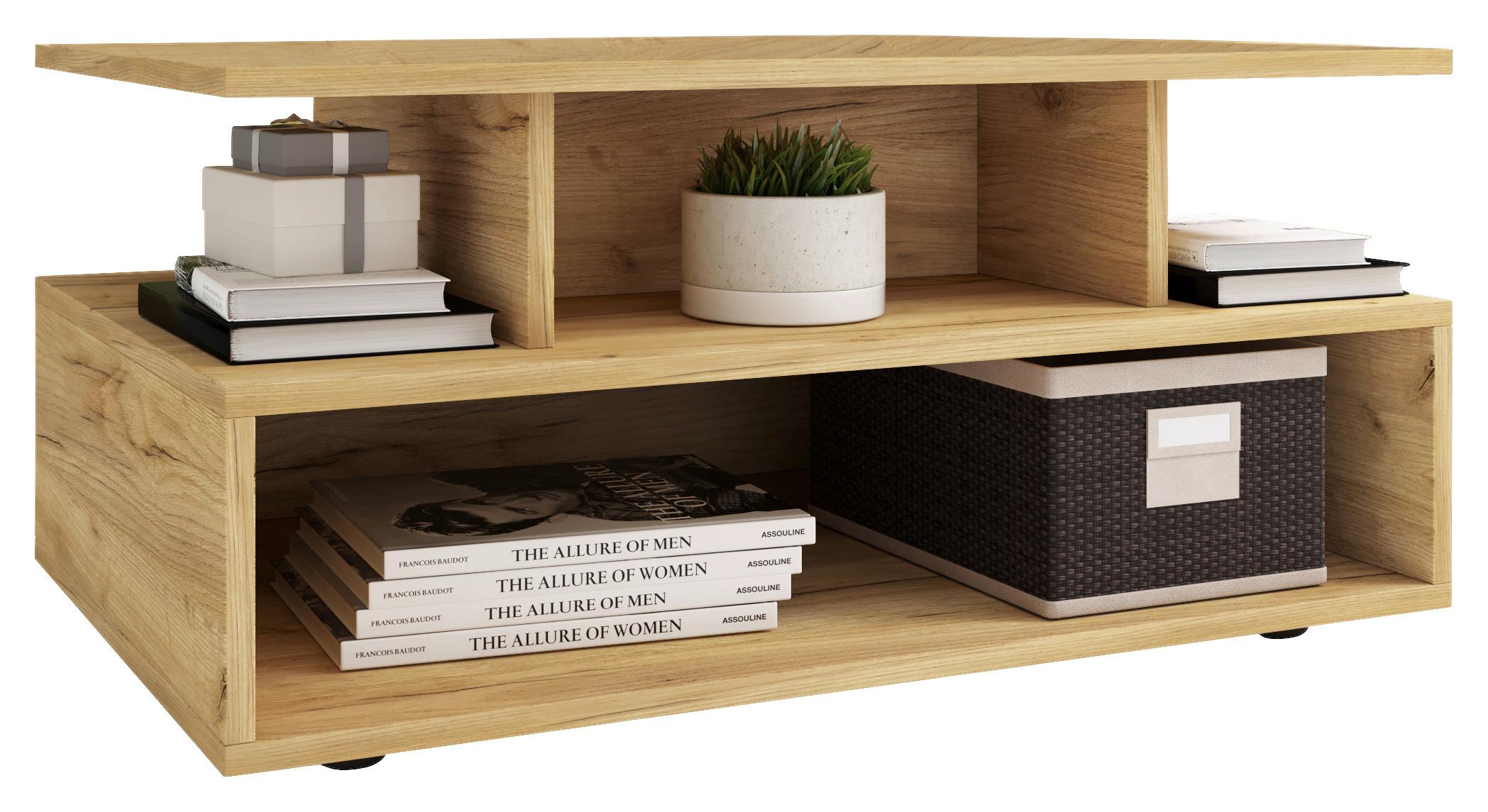 Couchtisch mit Stauraum Esila Honig-Eiche Dekor