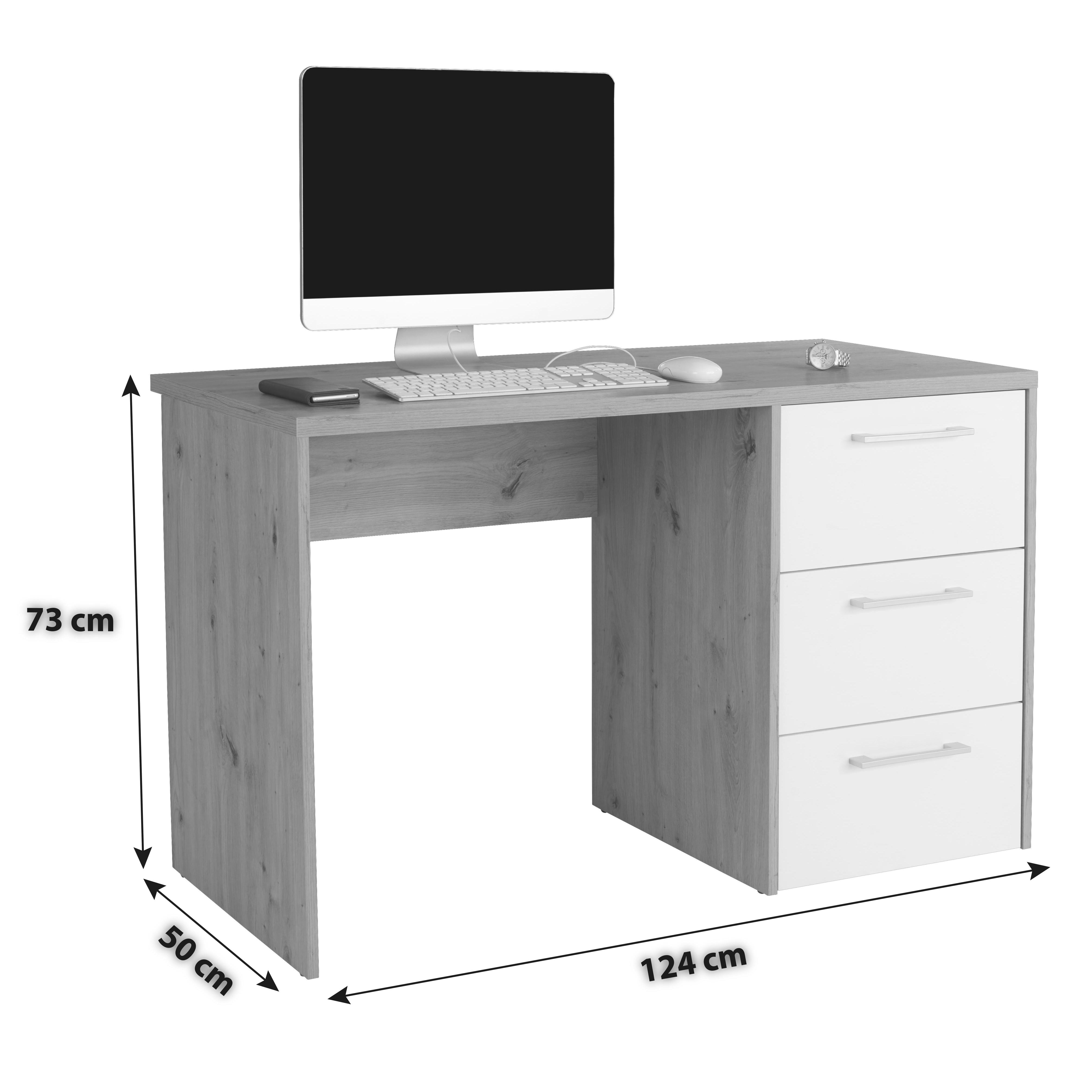 Schreibtisch mit drei Schubladen online kaufen