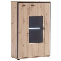 Highboard B: 93 cm Buenos Aires Anthrazit/Eichefarben - Eichefarben/Anthrazit, Design, Glas/Holzwerkstoff (93/142/38cm) - MID.YOU