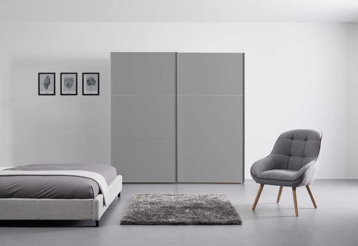 Schwebetürenschrank B: 225 Cm Includo, Grau - Weiß/Grau, MODERN, Holzwerkstoff (225/222/68cm)