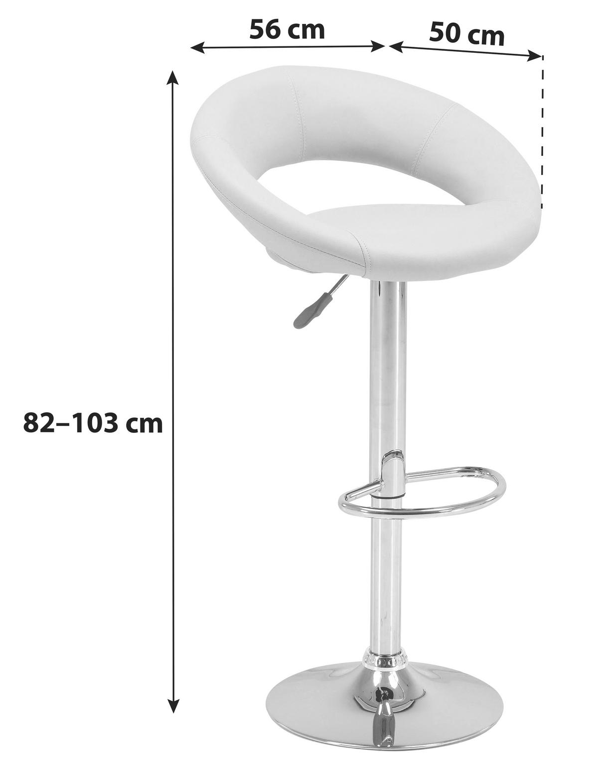 Barhocker höhenverstellbar mit Lehne Scott Schwarz/Chrom - Schwarz, MODERN, Holz/Kunststoff (56/82-103/50cm)