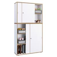 Schuhschrank Salia Honigeiche/weiß B: 100 Cm - Honigeiche/Schwarz, Design, Holzwerkstoff (100/183/37cm) - MID.YOU