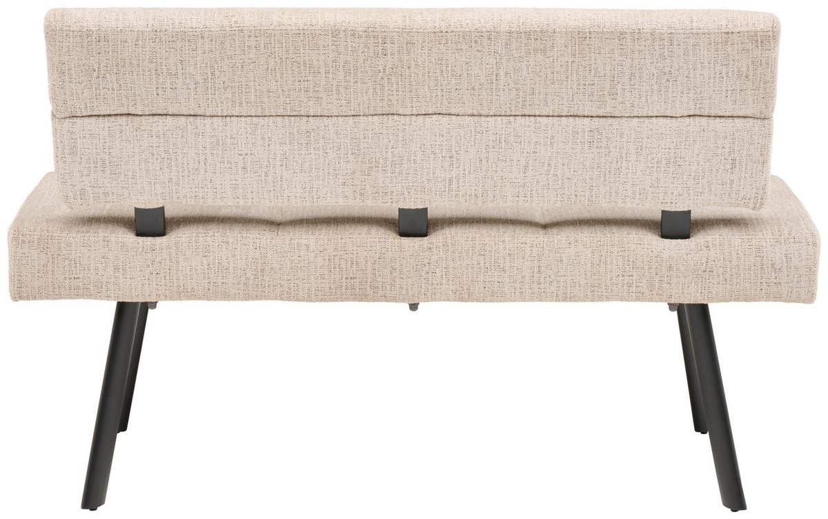 Sitzbank Paros mit Lehne Beige, B: 140 cm - Beige/Schwarz, KONVENTIONELL, Textil/Metall (140/88/62cm) - MID.YOU