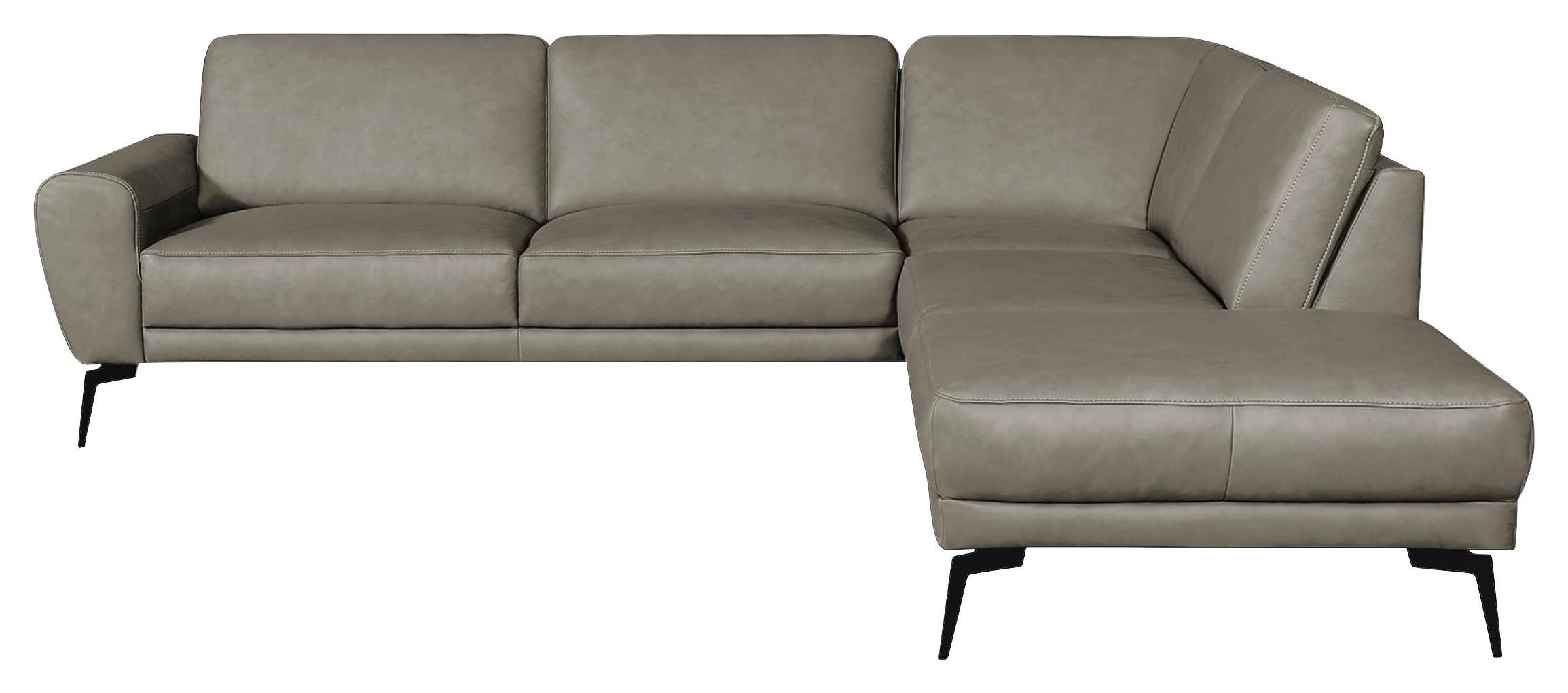 Ecksofa Spring, Grau S: 273x250 cm - Schwarz/Grau, Design, Leder (273/250cm) - Livetastic