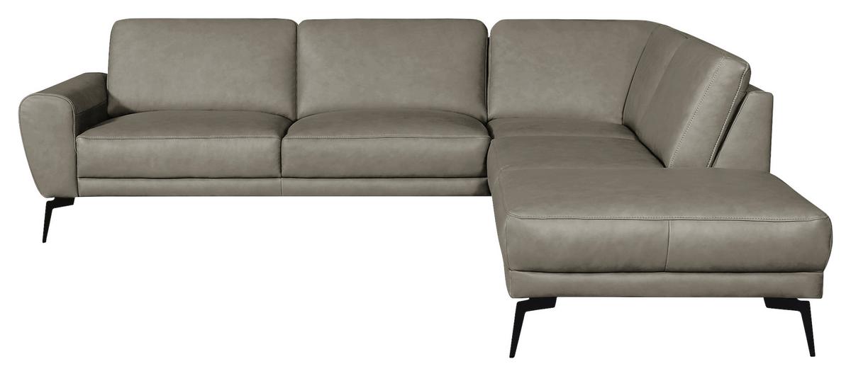 Ecksofa Spring, Grau S: 273x250 cm - Schwarz/Grau, Design, Leder (273/250cm) - Livetastic