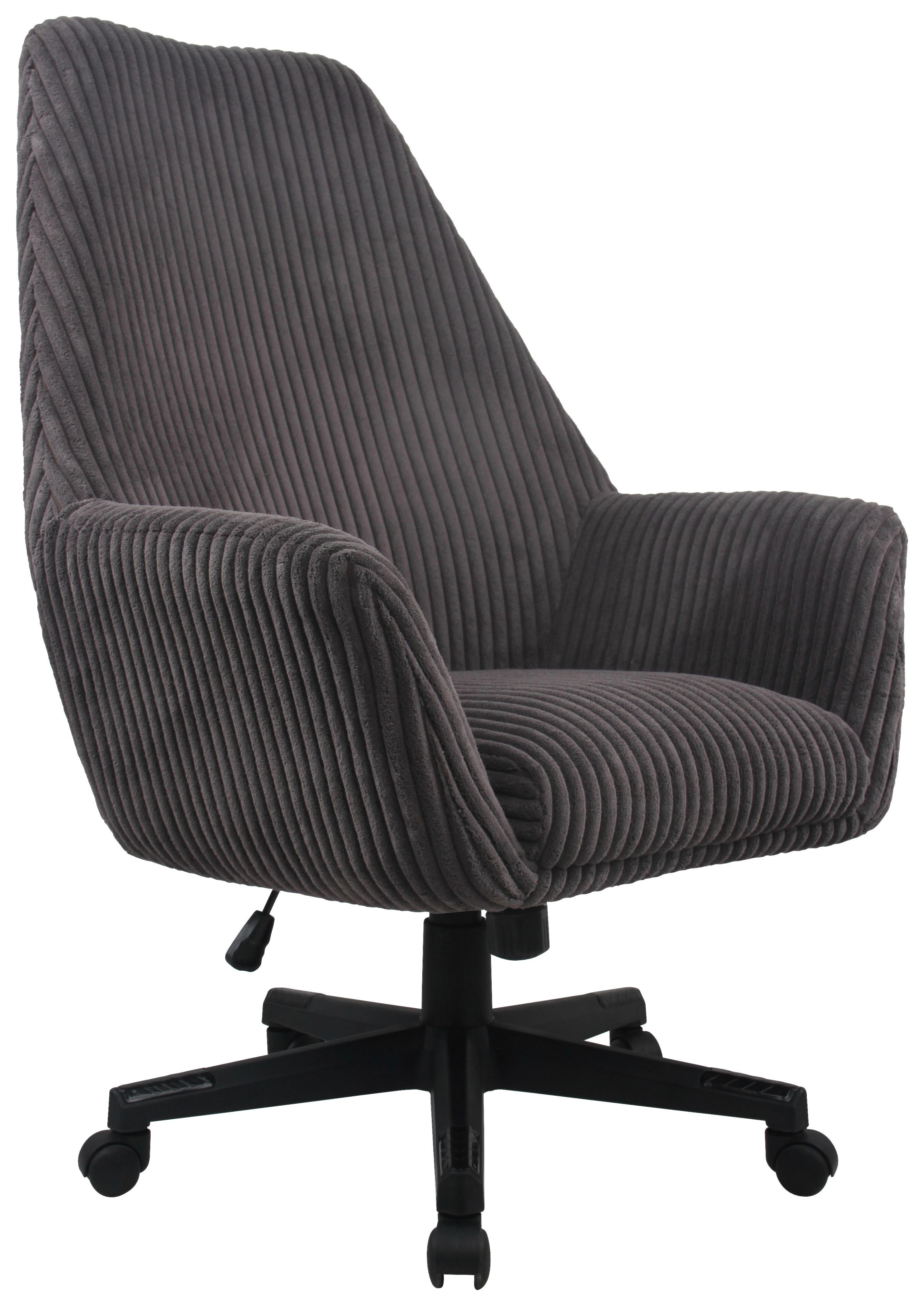 Drehstuhl Leone mit Armstützen Kord Dunkelgrau - Dunkelgrau/Schwarz, MODERN, Kunststoff/Textil (66/137/68cm) - MID.YOU