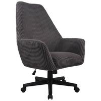 Drehstuhl Leone Mit Armstützen Kord Dunkelgrau - Dunkelgrau/Schwarz, MODERN, Kunststoff/Textil (66/137/68cm) - MID.YOU