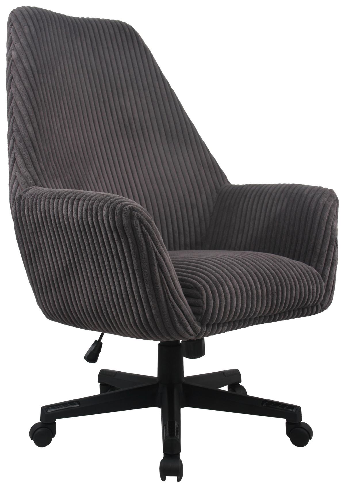 Drehstuhl Leone Mit Armstützen Kord Dunkelgrau - Dunkelgrau/Schwarz, MODERN, Kunststoff/Textil (66/137/68cm) - MID.YOU