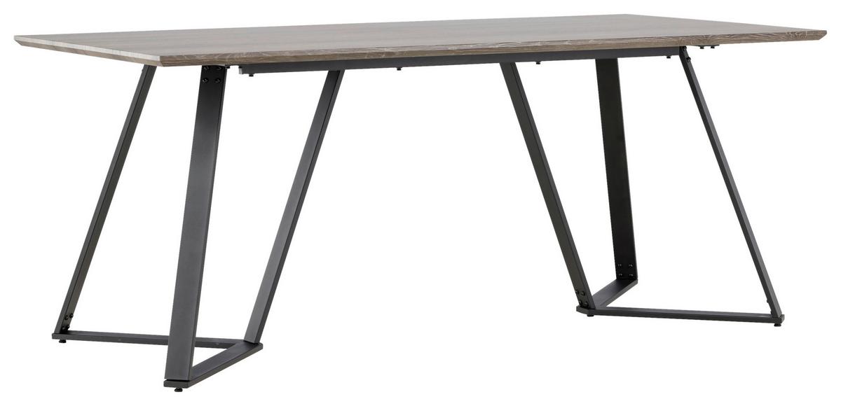 Esstisch Marina - Schwarz/Grau, Design, Holzwerkstoff/Metall (180/90/75cm) - Livetastic