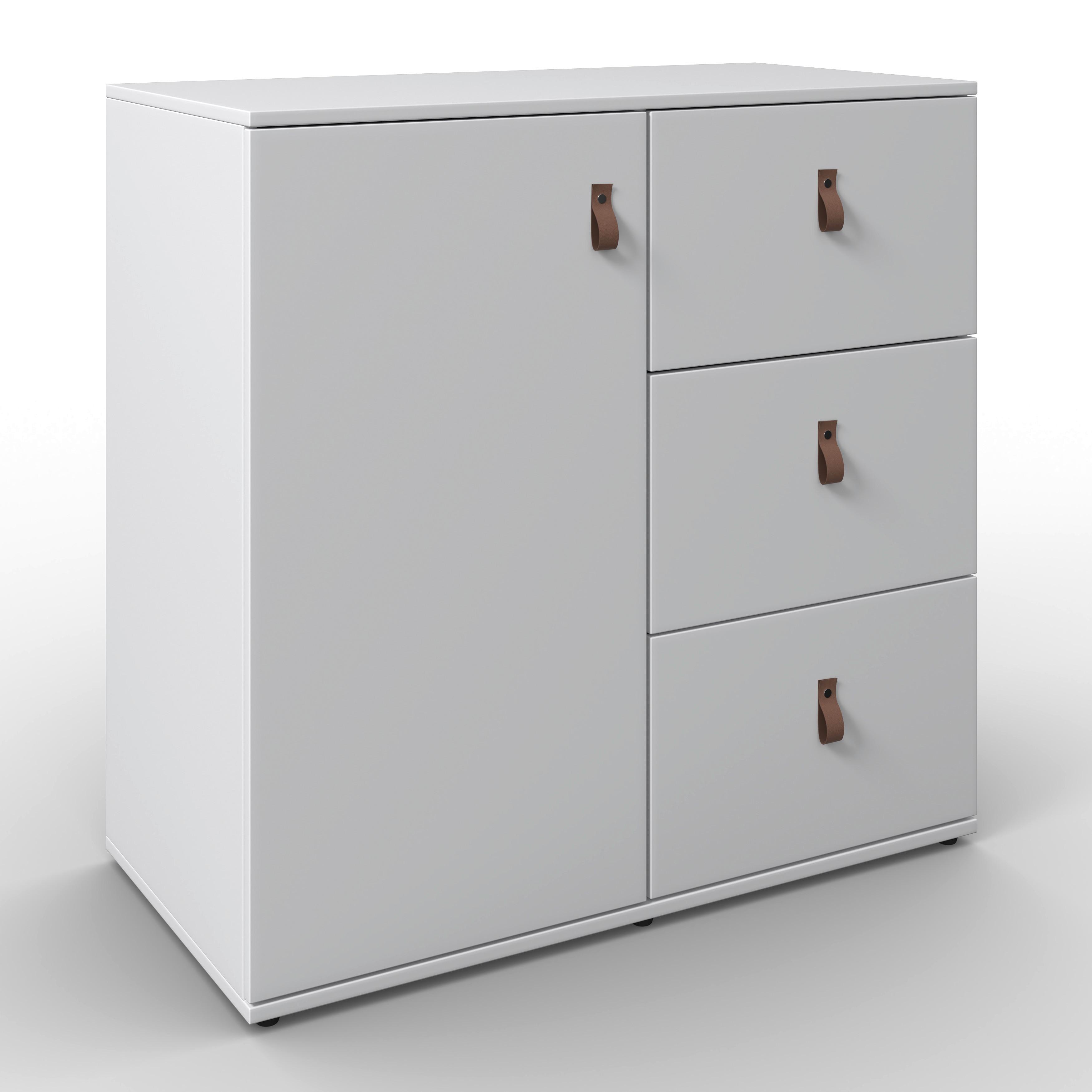 Komoda MICK - bílá/černá, Moderní, kompozitní dřevo/plast (80/79/40cm) - Modern Living