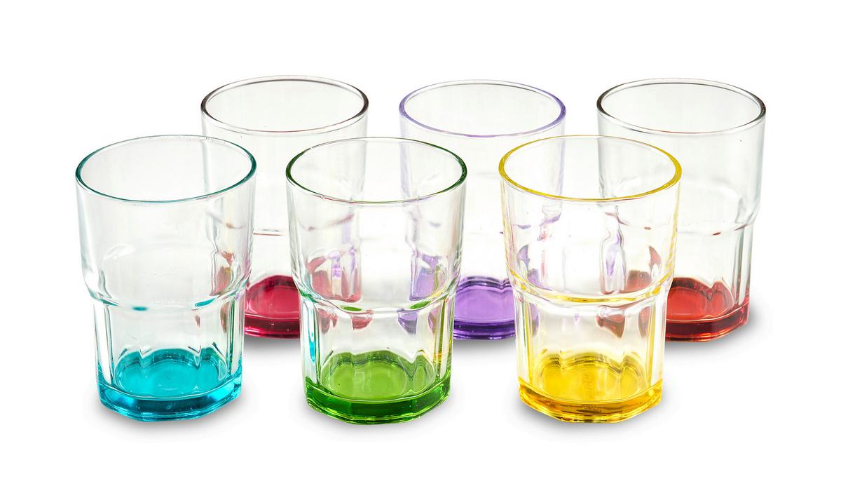 Trinkglas Sandy - Blau/Pink, Basics, Glas (7,8/10,3cm) - Luca Bessoni