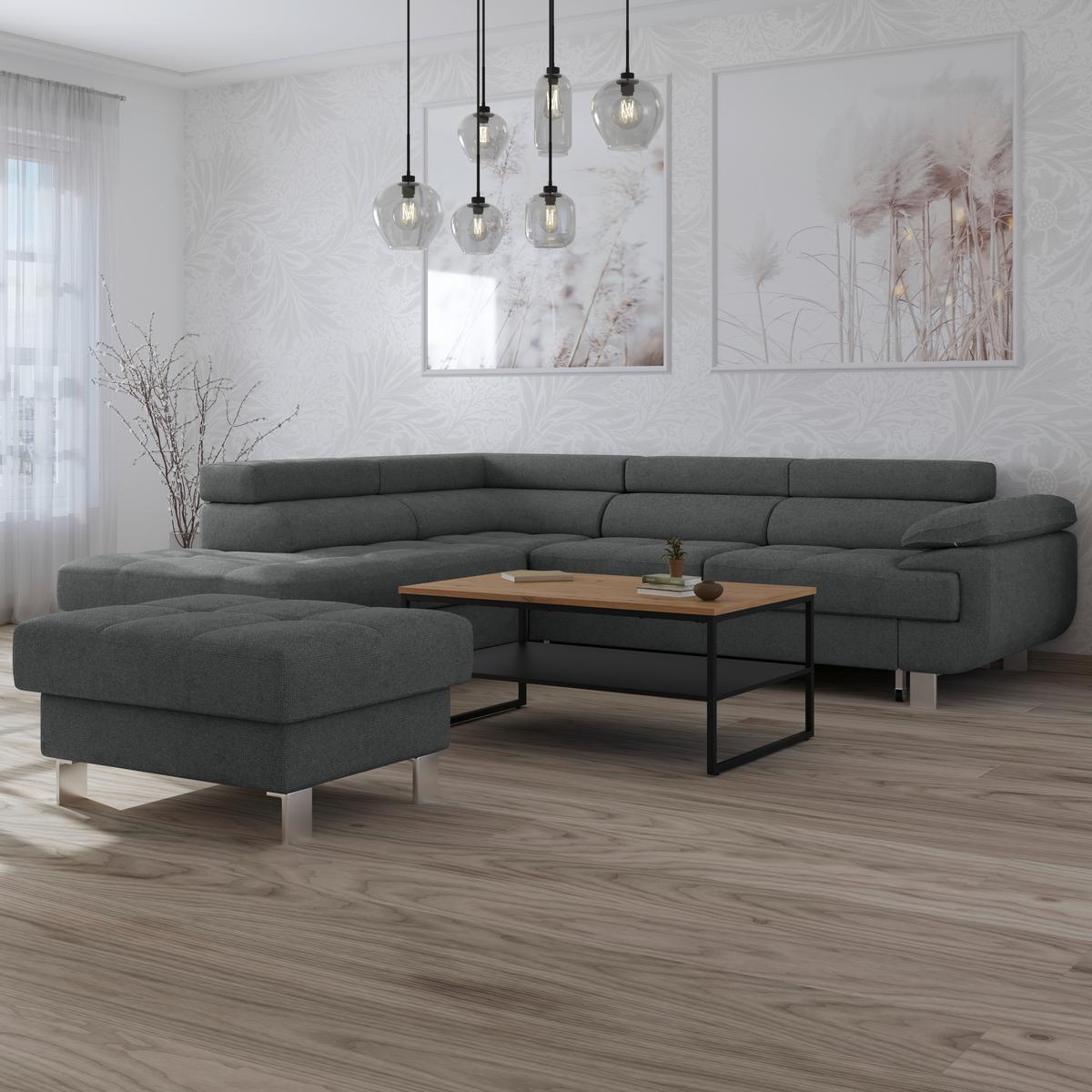 Ecksofa Savona - Anthrazit, MODERN, Textil (230/270cm) - Ondega