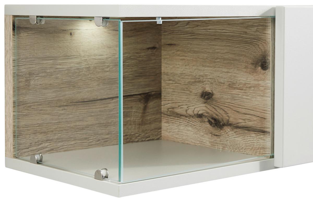 Wohnwand Brann Wohnwand - Eichefarben/Schwarz, Design, Glas/Holzwerkstoff (240/150/40cm) - MID.YOU