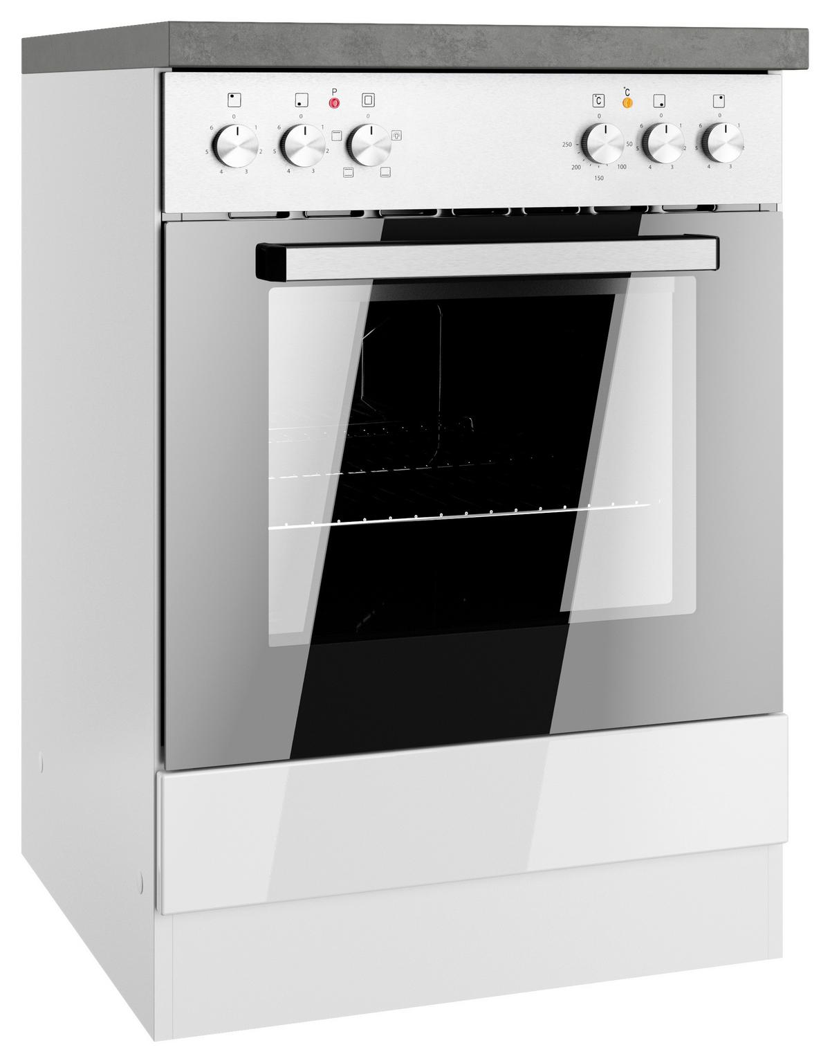 Herdumbauschrank Monza B: 60 cm Weiß/Grau - Weiß Hochglanz/Weiß, LIFESTYLE, Holzwerkstoff (60/86/60cm) - Held